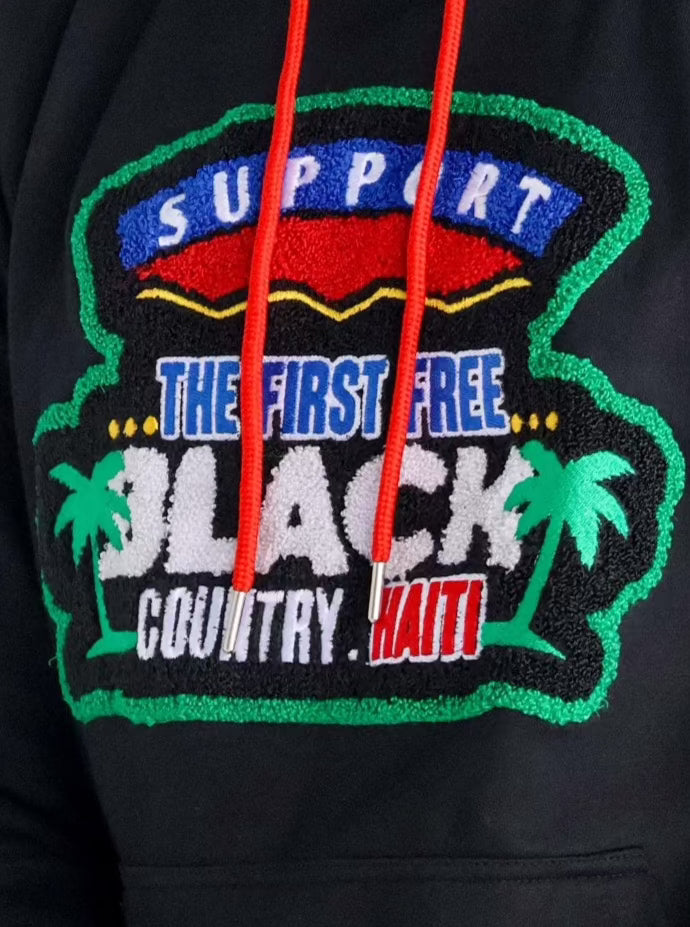 Support the first free black country Chenille Hoodie
