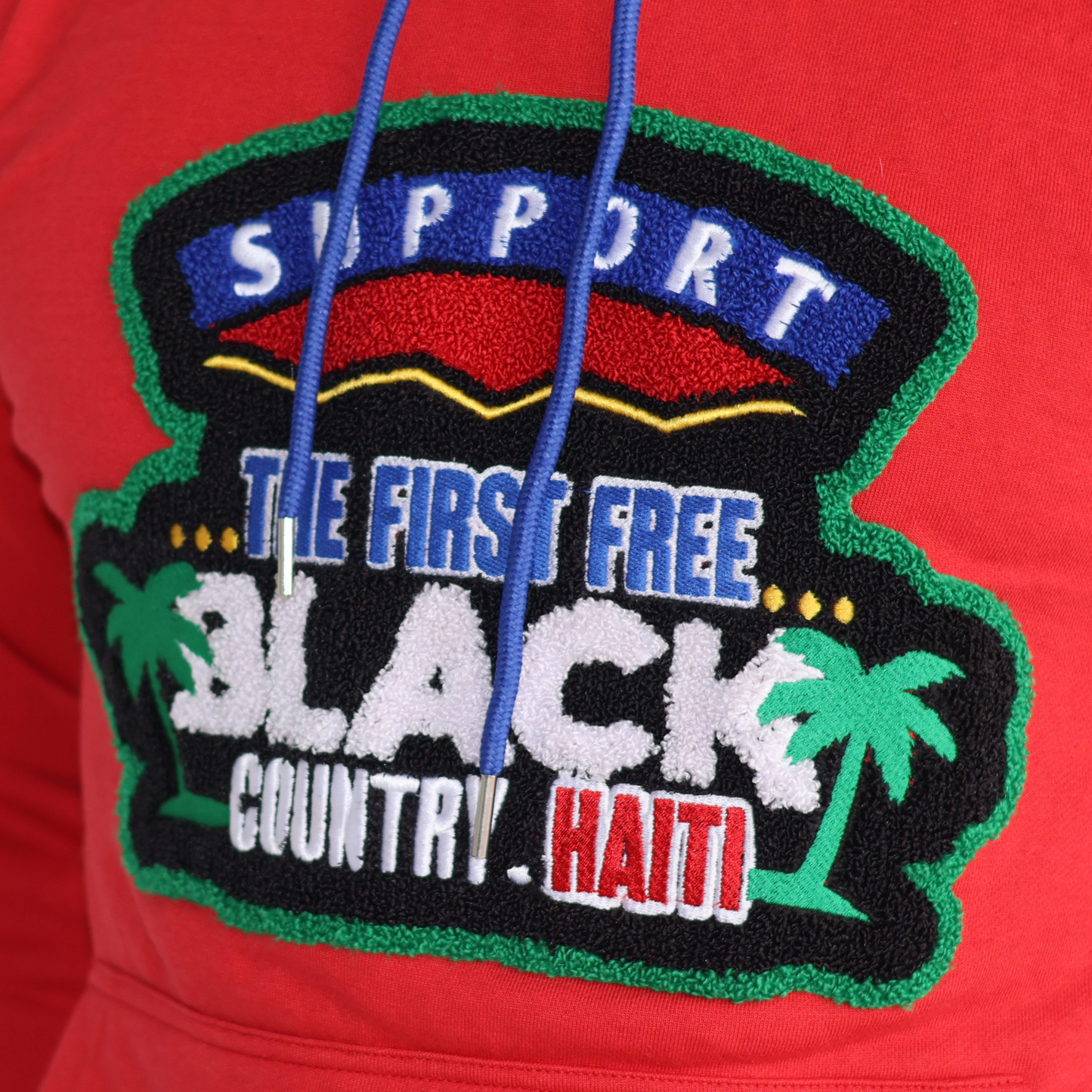Support the first free black country Chenille Hoodie